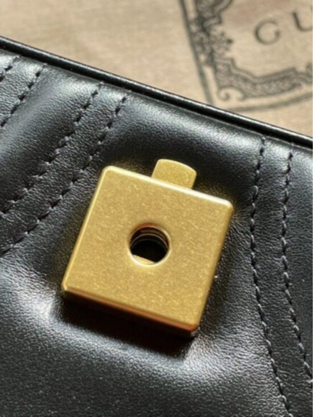 GUCCI Black Leather GG Marmont Shoulder Bag. - Picture 7 of 9